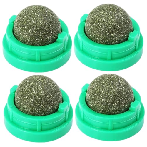 Weduspaty Cat Nip Ball, 4pcs Catnip Ball Offenbares & rotatierbarer Katzennip, sicheres gesunde Kätzchenkau -Zähneputzspielzeug für Boden, Stuhlbeine von Weduspaty