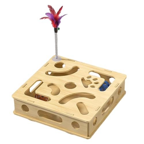 Weduspaty Cat -Puzzle -Spielzeug für Innenkatzen, Katzenpuzzlespielzeugkasten mit 2 Kugeln und gefiedert von Weduspaty