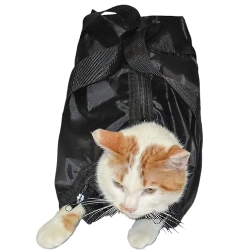 Weduspaty Katzenduschbeutel, Katzenpflegerbeutel, tragbare atmungsaktive Mesh -Dusche mit Griff und Reißverschluss, kein Kratzer zum Waschen von Nageln von Weduspaty