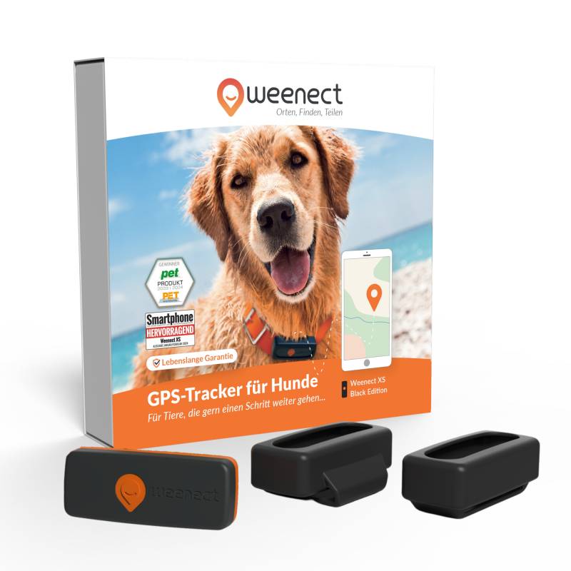 Weenect Haustier GPS Tracker XS für Hunde - ohne Halsband - schwarz inkl. Universal-Silikonhülle von Weenect
