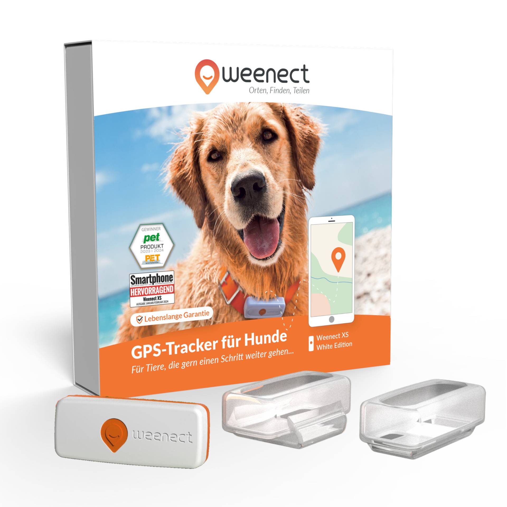 Weenect Haustier GPS Tracker XS für Hunde - ohne Halsband - weiß inkl. Universal-Silikonhülle von Weenect