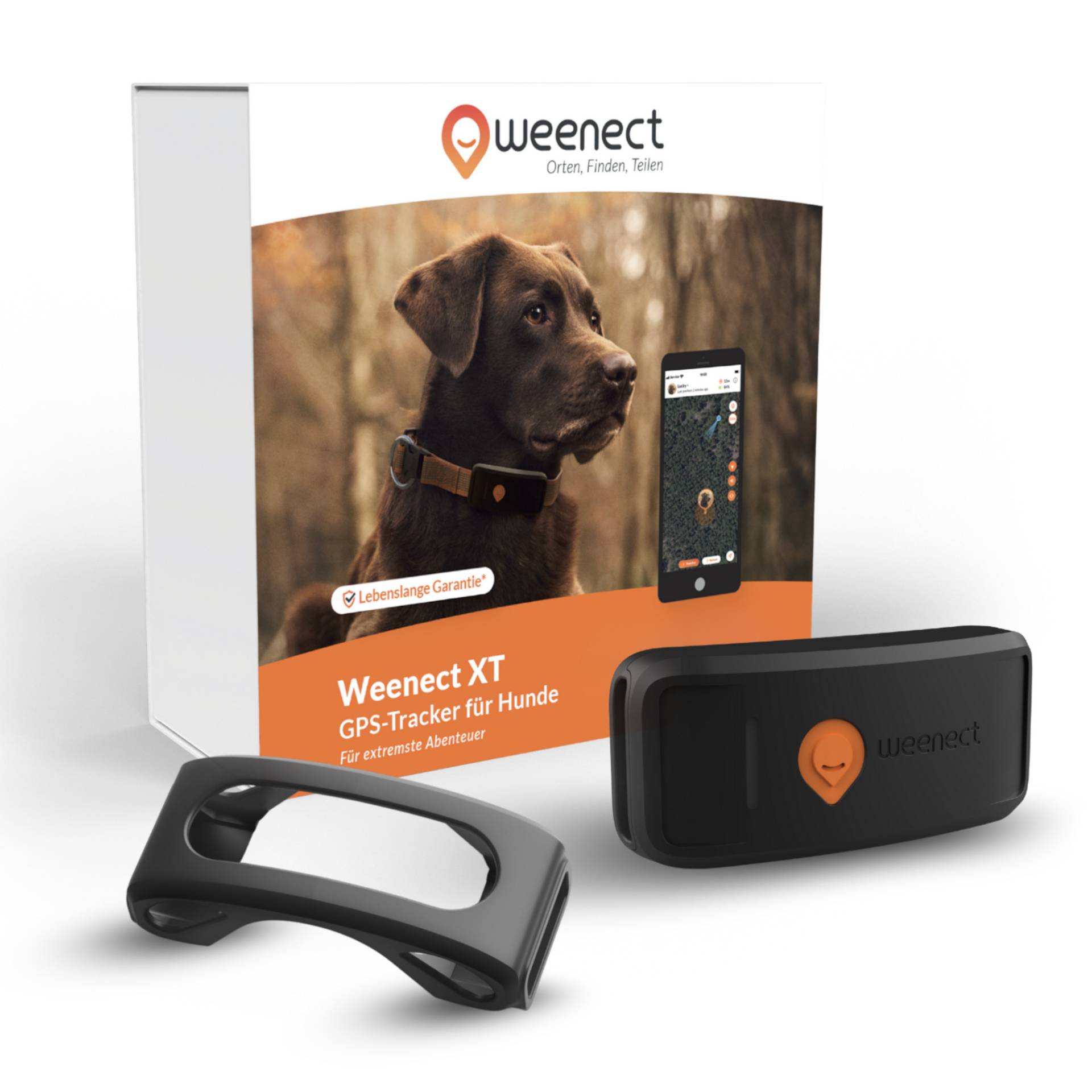 Weenect Haustier GPS Tracker XT für Hunde, schwarz - ohne Halsband - schwarz von Weenect