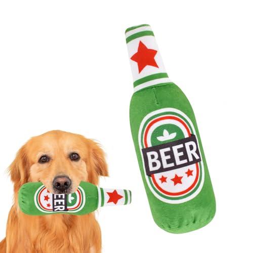 Bierflaschen-Plüschspielzeug,Quietschendes,Interaktives Hundekauspielzeug,Weiches Bierflaschen Plüsch,Lustiges und Süßes Plüschspielzeug für kleine,Mittelgroße und Große Hunde und Andere Haustiere von Weenwill
