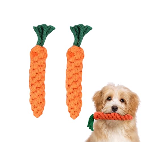 Weenwill Hundespielzeug Karotte,2 PCS Kauspielzeug für Welpen,Geflochten Seil Spielzeug Hund Giocattoli in Intrecciata per la Dentizione dei Cuccioli Hundespielzeug Kleine Hunde von Weenwill