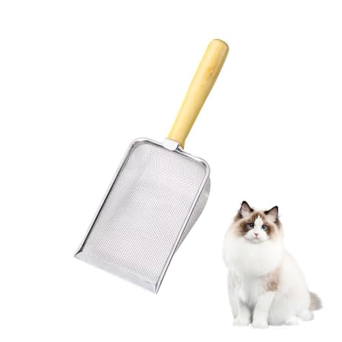 Weenwill Katzenklo Schaufel,Katzenschaufel Edelstahl für Katzenklo Metall Katzenstreuschaufel Katzenschaufel mit Holzgriff Cat Litter Scoop Streuschaufel Katzen Zubehör von Weenwill
