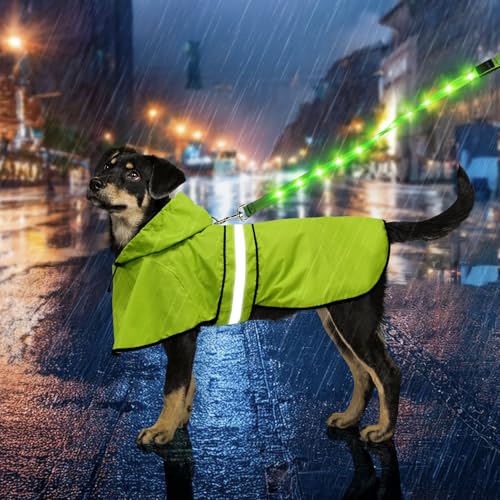 Weesiber Reflektierender wasserdichter Hunde-Regenmantel – verstellbare Haustierjacke, leichter Hunde-Slicker-Poncho mit Kapuze für kleine bis sehr große Hunde und Welpen (M, Grün) von Weesiber