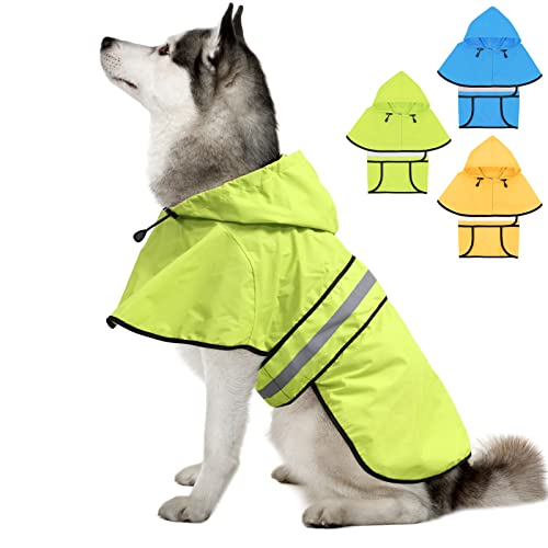 Weesiber Hunde-Regenmantel - Wasserdichter Hunde-Regenmantel, Verstellbare Reflektierende Hunde-Regenjacke, Leichter Hundeponcho, Hunde-Zupfgerät für Hundespaziergänge (X-Large, Green) von Weesiber