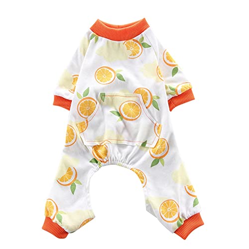 Weetack Hunde-Schlafanzug mit orangefarbenem Druck, Hunde-Nachtwäsche, Hemd, Haustierkleidung, Overall, Pyjama, Nachtwäsche für -L von Weetack