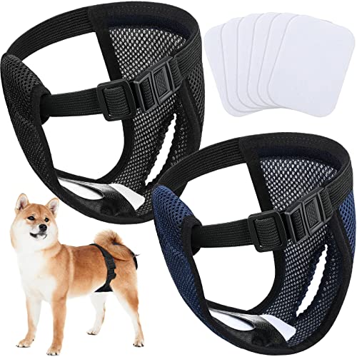 2 Pack Wiederverwendbare Hundewindeln mit 6 Hygienepad Waschbare für Hündinnen bei Monatliche Blutung Waschbare Schutzhose umweltfreundliche, Schwarz und Blau (L) von Weewooday