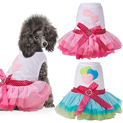 2 Stück Hund Tutu Kleid Cute Pet Rock Puppy Prinzessin Rock Pet Sommer Bekleidung für kleine Hunde und Katzen (Medium) von Weewooday