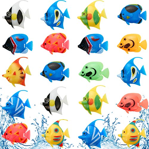 Weewooday 20 Stück Künstliche Bewegliche Fische Plastik Schwimmende Fische Lebensechte Fisch Verzierung Aquarium Dekorationen für Aquarium (Zufälliger Stil) von Weewooday