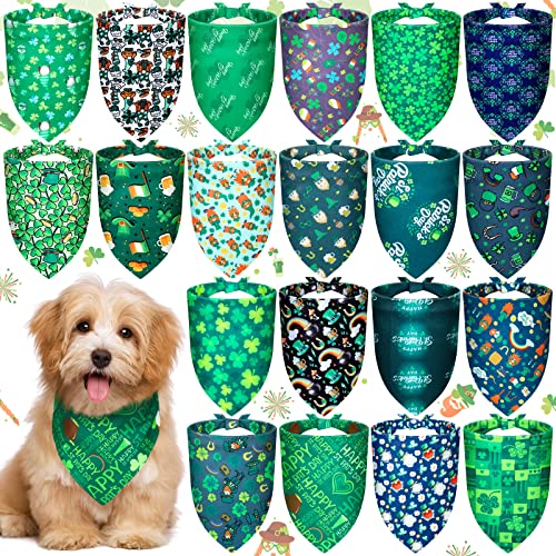 20 Stück St. Patrick's Day Hundehalstuch, Halstuch, Zubehör, verstellbar, für den Urlaub, Hundehalstuch, weiche Lätzchen für kleine, grünes Kleeblatt, irisches Festival-Element von Weewooday