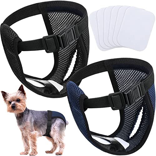 2 Pack Hündinnen Läufigkeitshose Waschbare Schutzhöschen Wiederverwendbare Hundewindeln Hundehose mit 6 Damenbinde Verstellbare Schutzhose, für Weibchen Hunde Läufigkeit Schwarz und Blau (S) von Weewooday