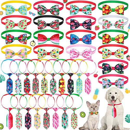 36 Stück Herbst-Hundehalsbänder, Hunde-Fliegenhalsband, inklusive 18 Stück verstellbare Haustier-Halsbänder und 18 Stück Hunde-Fliegenhalsbänder im Hawaii-Obst-Stil für Hunde und Katzen, von Weewooday