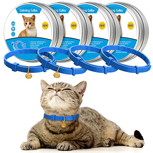 4 Stück beruhigendes Katzenhalsband, verstellbares Katzenhalsband, Lavendelduft, entspannendes Katzenhalsband mit 2 Anhängern für Welpen und Katzen, reduziert Stress, Aggression, ängstlich, bis zu 38,1 cm (Blau) 4 Stück beruhigendes Katzenhalsband, verstellbares Katzenhalsband, Lavendelduft, entspannendes Katzenhalsband mit 2 Anhängern für Welpen und Katzen, reduziert Stress, Aggression, ängstlich, bis zu 38,1 cm (Blau) von Weewooday