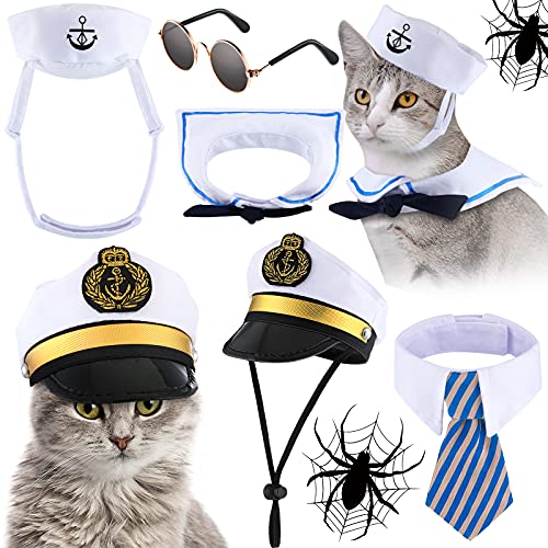 5 Stück Halloween Katze Matrosen Kostüm Set - Kapitän Hund Hut Katze Kapitän Hut Marine Seemann Anzug Kleine Haustier Sonnenbrille Krawatte und Krawatte für Welpenpartys 5 Stück Halloween Katze Matrosen Kostüm Set - Kapitän Hund Hut Katze Kapitän Hut Marine Seemann Anzug Kleine Haustier Sonnenbrille Krawatte und Krawatte für Welpenpartys von Weewooday