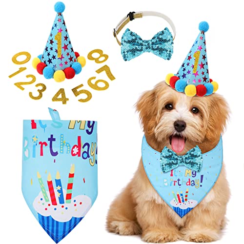Hunde-Geburtstagsparty-Zubehör, Geburtstag, Junge, Mädchen, Hundehalstuch, dreieckiges Schal, Kleidung, Hemd, niedlicher Hundehut, Hunde-Fliege, 1. Geburtstag, Party-Outfits (niedlicher Stil) von Weewooday