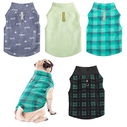 Hundepullover aus Winterstoff mit Leinen-Ring, Fleece-Weste, Hundepullover, Jacke, warme Haustier-Hundekleidung für Welpen, kleine Hunde, Katzen, Chihuahua, Jungen (gemischtes Muster, M) von Weewooday