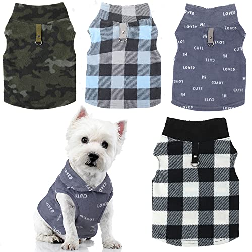 Hundepullover aus weichem Fleece, für den Winter, mit Ring für die Leine, kariert, Camouflage, warm, für kleine Hunde, Katzen, Welpen, Chihuahua, Größe XXXL, 4 Stück Hundepullover aus weichem Fleece, für den Winter, mit Ring für die Leine, kariert, Camouflage, warm, für kleine Hunde, Katzen, Welpen, Chihuahua, Größe XXXL, 4 Stück von Weewooday