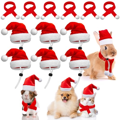 Weewooday 12-teiliges Weihnachtsmützen-Set aus Haustier, Mini-Weihnachtsmannmütze, Schal, Weihnachtsmütze mit verstellbarem Kinnriemen für Henne, Ente, Hase, Katze, Hund, Hamster, Meerschweinchen, Weewooday 12-teiliges Weihnachtsmützen-Set aus Haustier, Mini-Weihnachtsmannmütze, Schal, Weihnachtsmütze mit verstellbarem Kinnriemen für Henne, Ente, Hase, Katze, Hund, Hamster, Meerschweinchen, von Weewooday