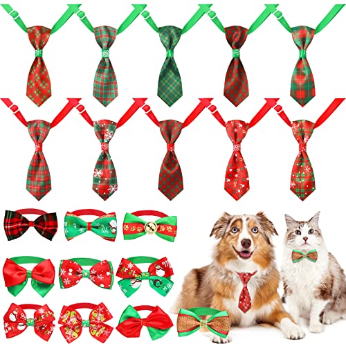 Weewooday 20 Stück Weihnachts-Hunde-Krawatten verstellbare kleine Haustier Fliege und Krawatten für Weihnachten Festival Hund Krawatten Hund Katze Halsband Pflege Zubehör von Weewooday