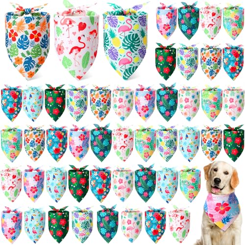 Weewooday Hawaii-Hundehalstücher für Hunde, Ahornblatt, weiche Lätzchen, verstellbar, Dreieckstuch für kleine, mittelgroße und große Haustiere, Hawaii-Kostüm (80 x 55 x 55 cm), 50 Stück von Weewooday