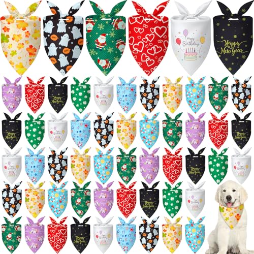 Weewooday Hundehalstücher für Herbst, Herbst, Halloween, Weihnachten, weiche Lätzchen, verstellbares Dreieckstuch für kleine, mittelgroße und große Kostüme (65,6 x 45,9 x 45,9 cm), 50 Stück von Weewooday