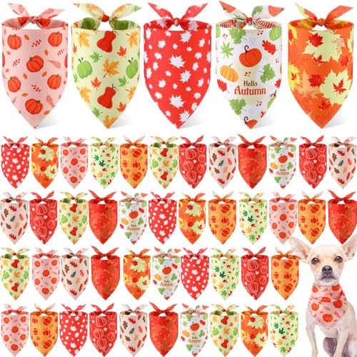 Weewooday Hundehalstücher für Hunde, weich, verstellbar, dreieckig, für kleine, mittelgroße und große Kostüme (Blättermuster, 65 x 45 x 45 cm), 50 Stück von Weewooday