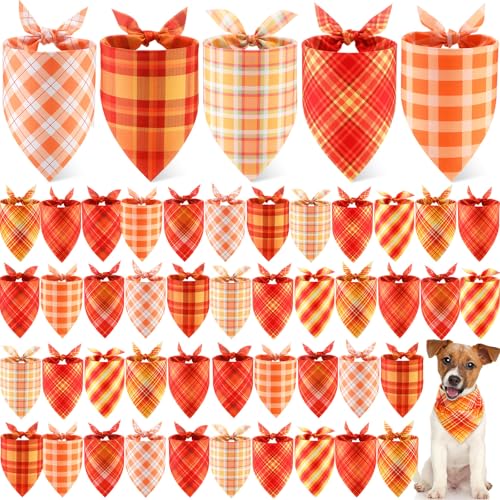 Weewooday Hundehalstücher für Hunde, weich, verstellbar, dreieckig, für kleine, mittelgroße und große Kostüme (Karomuster, 65 x 45 x 45 cm), 50 Stück von Weewooday