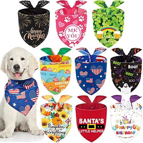 Weewooday Hundehalstücher für den Urlaub, patriotischer Tag, Halloween-Hundehalstuch, verstellbar, groß, waschbar, Hundehalstücher für Hundekostüm, klassisches Muster, 9 Stück von Weewooday