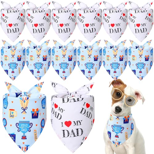 Weewooday Hundehalstücher für den Vatertag, Aufschrift "I Love My Dad", Halstücher für Hunde, Haustier, Halstuch, Lätzchen für Welpen, kleine, mittelgroße und große Haustiere, Kostüm-Zubehör, 12 Stück Weewooday Hundehalstücher für den Vatertag, Aufschrift "I Love My Dad", Halstücher für Hunde, Haustier, Halstuch, Lätzchen für Welpen, kleine, mittelgroße und große Haustiere, Kostüm-Zubehör, 12 Stück von Weewooday