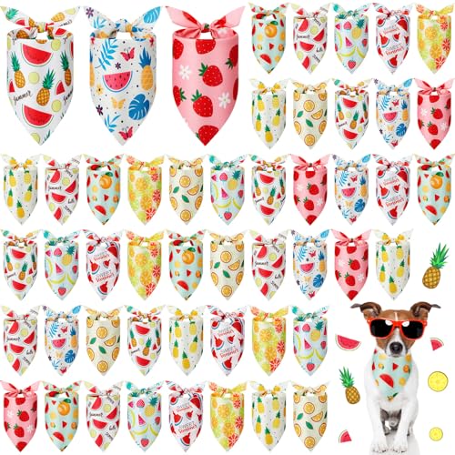 Weewooday Hundehalstücher mit Früchten, für den Sommer, hawaiianisch, weich, verstellbar, Dreieckstuch für kleine, mittelgroße und große Haustiere, 65 x 45 x 45 cm, 50 Stück Weewooday Hundehalstücher mit Früchten, für den Sommer, hawaiianisch, weich, verstellbar, Dreieckstuch für kleine, mittelgroße und große Haustiere, 65 x 45 x 45 cm, 50 Stück von Weewooday