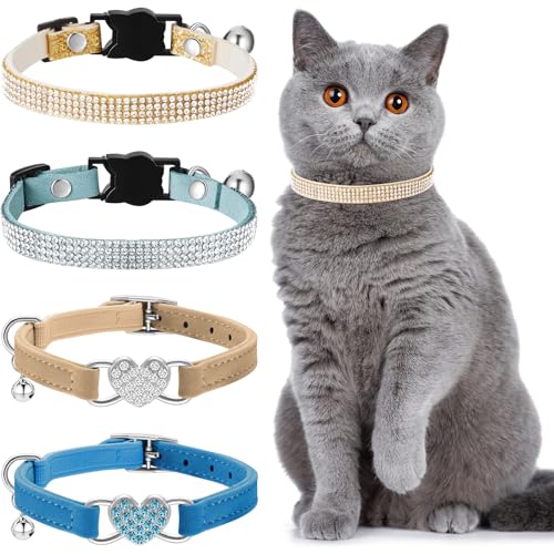 Weewooday Katzenhalsband mit Strasssteinen, Herz, glitzernd, weicher Samt, ausgefallenes Katzenhalsband mit Herz, glitzerndes Katzenhalsband, verstellbar, Sicherheits-Halsband mit Glöckchen für Weewooday Katzenhalsband mit Strasssteinen, Herz, glitzernd, weicher Samt, ausgefallenes Katzenhalsband mit Herz, glitzerndes Katzenhalsband, verstellbar, Sicherheits-Halsband mit Glöckchen für von Weewooday
