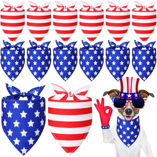 Weewooday Patriotische Hundehalstücher mit roten und weißen Streifen, Halstücher für Hunde, Sterne, Haustier, Halstuch, Lätzchen für Welpen, kleine, mittelgroße und große Haustiere, Kostüm-Zubehör, 12 Weewooday Patriotische Hundehalstücher mit roten und weißen Streifen, Halstücher für Hunde, Sterne, Haustier, Halstuch, Lätzchen für Welpen, kleine, mittelgroße und große Haustiere, Kostüm-Zubehör, 12 von Weewooday