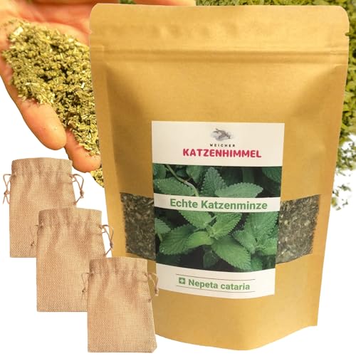 Katzenhimmel Premium Bio Katzenminze 65g mit 3 extra Spielsäckchen - 100% Natürliche und Biologische Catnip aus Frankreich, Nepeta Cataria für Spielspaß und Katzenwohlbefinden Katzenhimmel Premium Bio Katzenminze 65g mit 3 extra Spielsäckchen - 100% Natürliche und Biologische Catnip aus Frankreich, Nepeta Cataria für Spielspaß und Katzenwohlbefinden von Weicher Katzenhimmel
