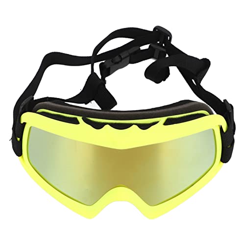 Große Hundesonnenbrille, Winddichte PC-Linse, Hundebrille mit Outdoor-Haustier-Brillenbox (Gelber Rahmen) von Weikeya
