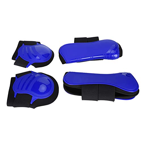 Pferdestützstiefel, effektives PU-verdicktes elastisches Pferdebeinschutz-Set praktisch praktisch für Blau(Blau, Eine Reihe von großen) von Weikeya