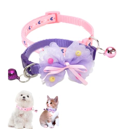 2 Stück Welpenhalsband mit Glöckchen, Welpenhalsband für Mädchen, Glockenhalsband für Katzen, verstellbar, für XXS / XS / kleine Haustiere, Hunde, Tierstreu, kleines Kätzchen, weiblich, Rosa + Lila 2 Stück Welpenhalsband mit Glöckchen, Welpenhalsband für Mädchen, Glockenhalsband für Katzen, verstellbar, für XXS / XS / kleine Haustiere, Hunde, Tierstreu, kleines Kätzchen, weiblich, Rosa + Lila von WeimoMonkey