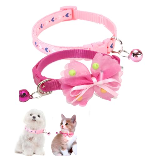 2 Stück Welpenhalsband mit Glöckchen, Xs-Hundehalsband für Mädchen mit Glöckchen, verstellbar, für XXS, XS, kleine Haustiere, Tierstreu, kleine Kätzchen, weiblich, Rosa + Hot Pink 2 Stück Welpenhalsband mit Glöckchen, Xs-Hundehalsband für Mädchen mit Glöckchen, verstellbar, für XXS, XS, kleine Haustiere, Tierstreu, kleine Kätzchen, weiblich, Rosa + Hot Pink von WeimoMonkey