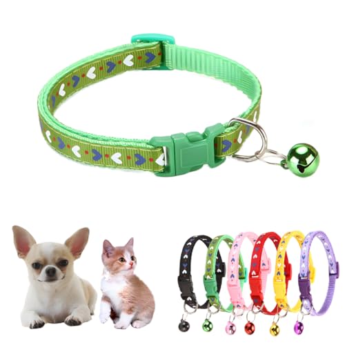 Bell Halsband für kleine Hunde, Grün, XXS, weiche Schnalle, Nylon, Welpenhalsband, Jungen, Herz, verstellbar, 19–32 cm, für XXS, XS, kleine Streu, kleine Haustiere, Hunde Bell Halsband für kleine Hunde, Grün, XXS, weiche Schnalle, Nylon, Welpenhalsband, Jungen, Herz, verstellbar, 19–32 cm, für XXS, XS, kleine Streu, kleine Haustiere, Hunde von WeimoMonkey