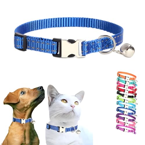 Blaues Welpenhalsband mit Glöckchen, Metallschnalle und reflektierendem Katzenhalsband, Jungen, kleines Hundehalsband mit Glöckchen, für XXS, XS, kleine männliche Katzen, Hunde, Haustier, Kätzchen, Blaues Welpenhalsband mit Glöckchen, Metallschnalle und reflektierendem Katzenhalsband, Jungen, kleines Hundehalsband mit Glöckchen, für XXS, XS, kleine männliche Katzen, Hunde, Haustier, Kätzchen, von WeimoMonkey