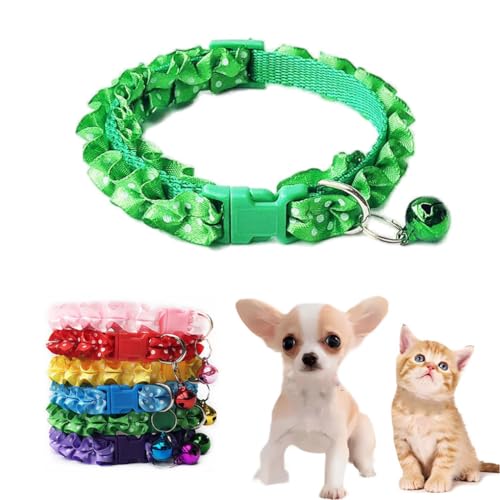 Green Xs Hundehalsband mit Glöckchen, Kätzchen-Glöckchen, für kleine Welpen, Mädchen, Spitze, verstellbar, für XXS, XS, kleine Haustiere, Hunde, Katzen, Tierstreu, kleine Frauen, XS Green Xs Hundehalsband mit Glöckchen, Kätzchen-Glöckchen, für kleine Welpen, Mädchen, Spitze, verstellbar, für XXS, XS, kleine Haustiere, Hunde, Katzen, Tierstreu, kleine Frauen, XS von WeimoMonkey
