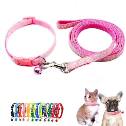Halsband für kleine Katzen mit Glöckchen, Nylon, reflektierend, Pfotenabdruck, für XXS / XS / kleine Hunde, Tierstreu, kleine Kätzchen, Rosa Halsband für kleine Katzen mit Glöckchen, Nylon, reflektierend, Pfotenabdruck, für XXS / XS / kleine Hunde, Tierstreu, kleine Kätzchen, Rosa von WeimoMonkey