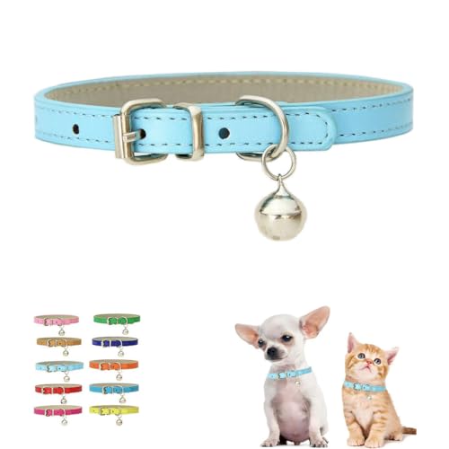 Hundehalsband für Jungen, Kätzchen-Glöckchen-Halsband mit Glöckchen, Kunstleder, PU-Leder, verstellbar, für XXS, XS, kleine Haustiere, Hunde, Katzen, Tierstreu, kleines Mädchen, männlich, weiblich, Hundehalsband für Jungen, Kätzchen-Glöckchen-Halsband mit Glöckchen, Kunstleder, PU-Leder, verstellbar, für XXS, XS, kleine Haustiere, Hunde, Katzen, Tierstreu, kleines Mädchen, männlich, weiblich, von WeimoMonkey