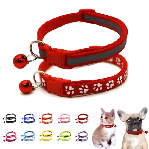 Hundehalsband für kleine Hunde mit Glöckchen, 2er-Pack, einfaches und reflektierendes Katzenhalsband, mit Glöckchen, für XXS, XS, kleine Hündinnen, Haustier, Kätzchen, Tier, Größe XS Hundehalsband für kleine Hunde mit Glöckchen, 2er-Pack, einfaches und reflektierendes Katzenhalsband, mit Glöckchen, für XXS, XS, kleine Hündinnen, Haustier, Kätzchen, Tier, Größe XS von WeimoMonkey