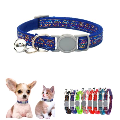 Hundehalsband für kleine Hunde mit Glöckchen, Sicherheitsschnalle, weiches Nylon, verstellbar für XXS, XS, kleine Haustiere, Tierstreu, kleine Kätzchen, Jungen, Mädchen, Halsumfang 19,1–32 cm, Blau von WeimoMonkey