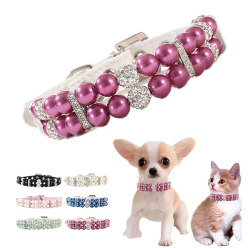 Hundehalsband für mittelgroße Hunde, Kristall, für Mädchen, Welpen, ausgefallene glitzernde Strasssteine, luxuriöser Perlen-Diamant, Haustierschmuck für XXS, XS, kleine, mittelgroße Hündinnen, Katzen Hundehalsband für mittelgroße Hunde, Kristall, für Mädchen, Welpen, ausgefallene glitzernde Strasssteine, luxuriöser Perlen-Diamant, Haustierschmuck für XXS, XS, kleine, mittelgroße Hündinnen, Katzen von WeimoMonkey