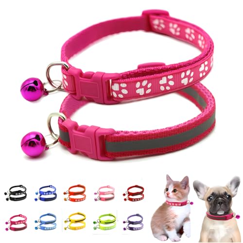 Hundehalsband mit Glöckchen, 2er-Pack, einfaches und reflektierendes Katzenhalsband, für Mädchen, Welpen, Halsband mit Glöckchen, für XXS, XS, kleine Hündinnen, Haustier, Kätzchen, Tier, Hot Pink, XS Hundehalsband mit Glöckchen, 2er-Pack, einfaches und reflektierendes Katzenhalsband, für Mädchen, Welpen, Halsband mit Glöckchen, für XXS, XS, kleine Hündinnen, Haustier, Kätzchen, Tier, Hot Pink, XS von WeimoMonkey