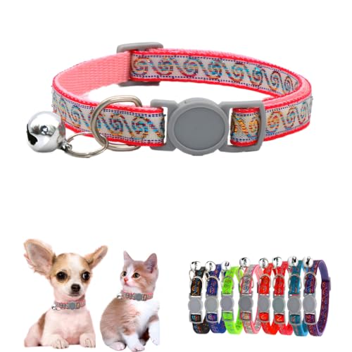 Hundehalsband mit Glöckchen, Welpenhalsband für Mädchen, Sicherheitsschnalle, weiches Nylon, verstellbar, für XXS, XS, kleine Haustiere, Tierstreu, kleine Kätzchen, Halsumfang 19,1–32 cm, Rosa Hundehalsband mit Glöckchen, Welpenhalsband für Mädchen, Sicherheitsschnalle, weiches Nylon, verstellbar, für XXS, XS, kleine Haustiere, Tierstreu, kleine Kätzchen, Halsumfang 19,1–32 cm, Rosa von WeimoMonkey