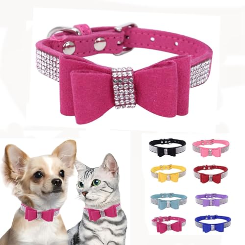 Hundehalsband mit Strasssteinen, für mittelgroße Hunde, Diamanten, glitzernd, glitzernd, mit Schleife, verstellbar für XXS, XS, kleine, mittelgroße und große Rassen, Größe M Hundehalsband mit Strasssteinen, für mittelgroße Hunde, Diamanten, glitzernd, glitzernd, mit Schleife, verstellbar für XXS, XS, kleine, mittelgroße und große Rassen, Größe M von WeimoMonkey